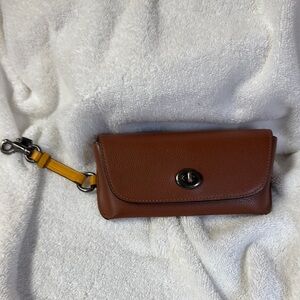 Coach Brown Leather eyeglass case with Turn-Lock Closure
